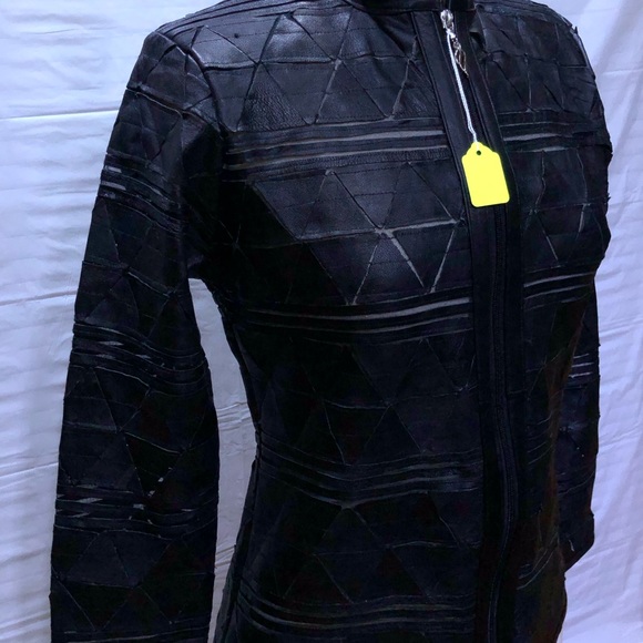Black leather and mesh jacket - Picture 4 of 8